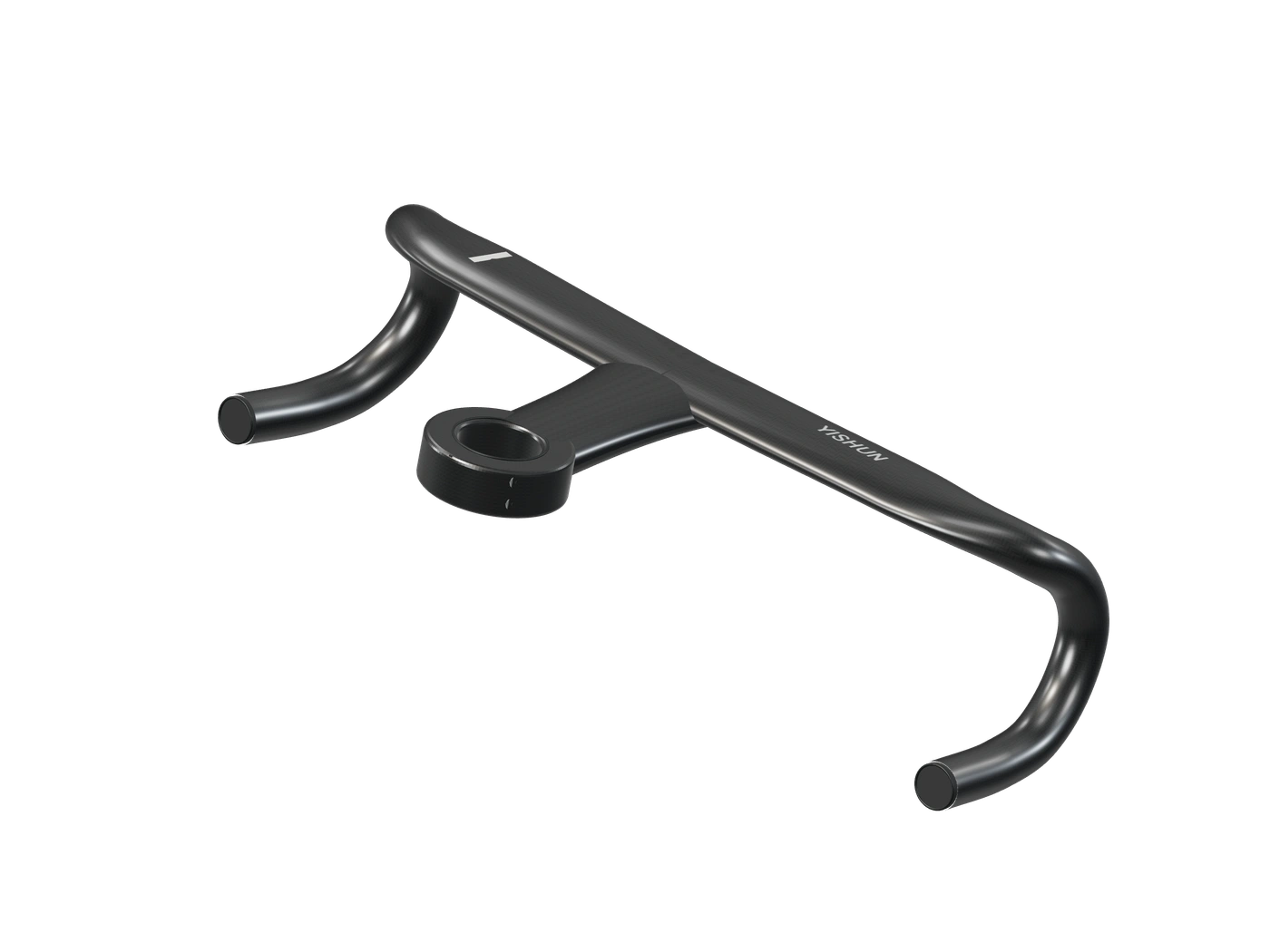 Concept carbon road cockpit with sculpted aero tops, an integrated stem and curved drops